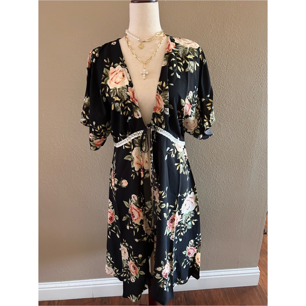Floral print kimono cardigan
